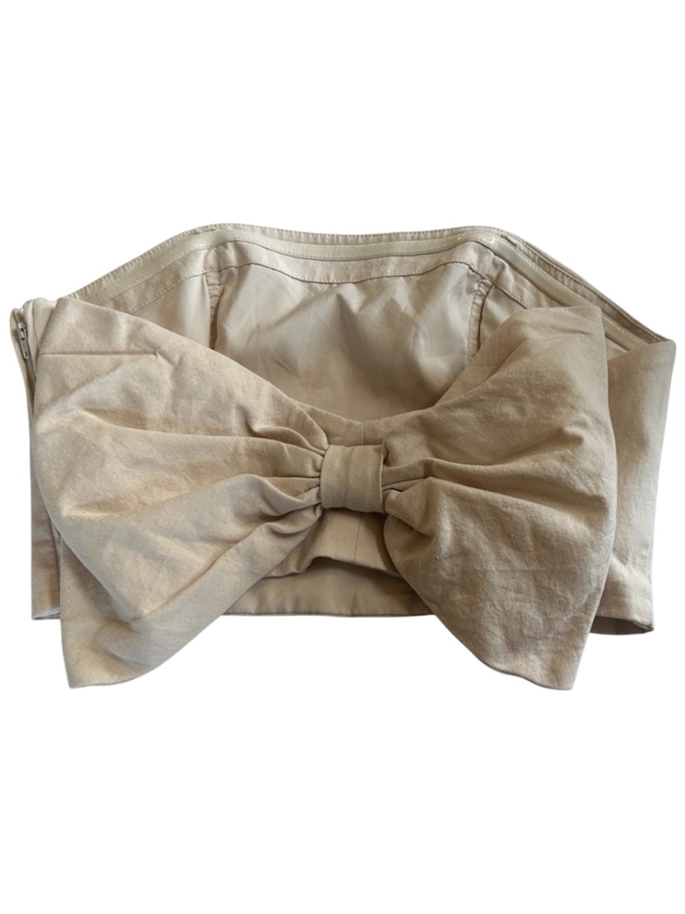 Hutch Linen Cotton Blend Crop Top Beige Bow Back Women’s 8